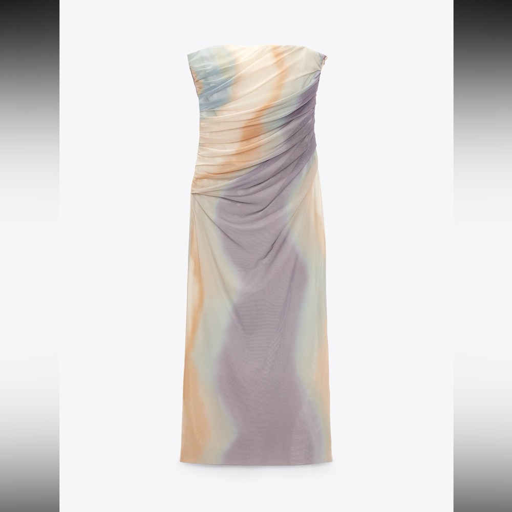 Zara Strapless Dress in Pastel Hues / tulle and drapery